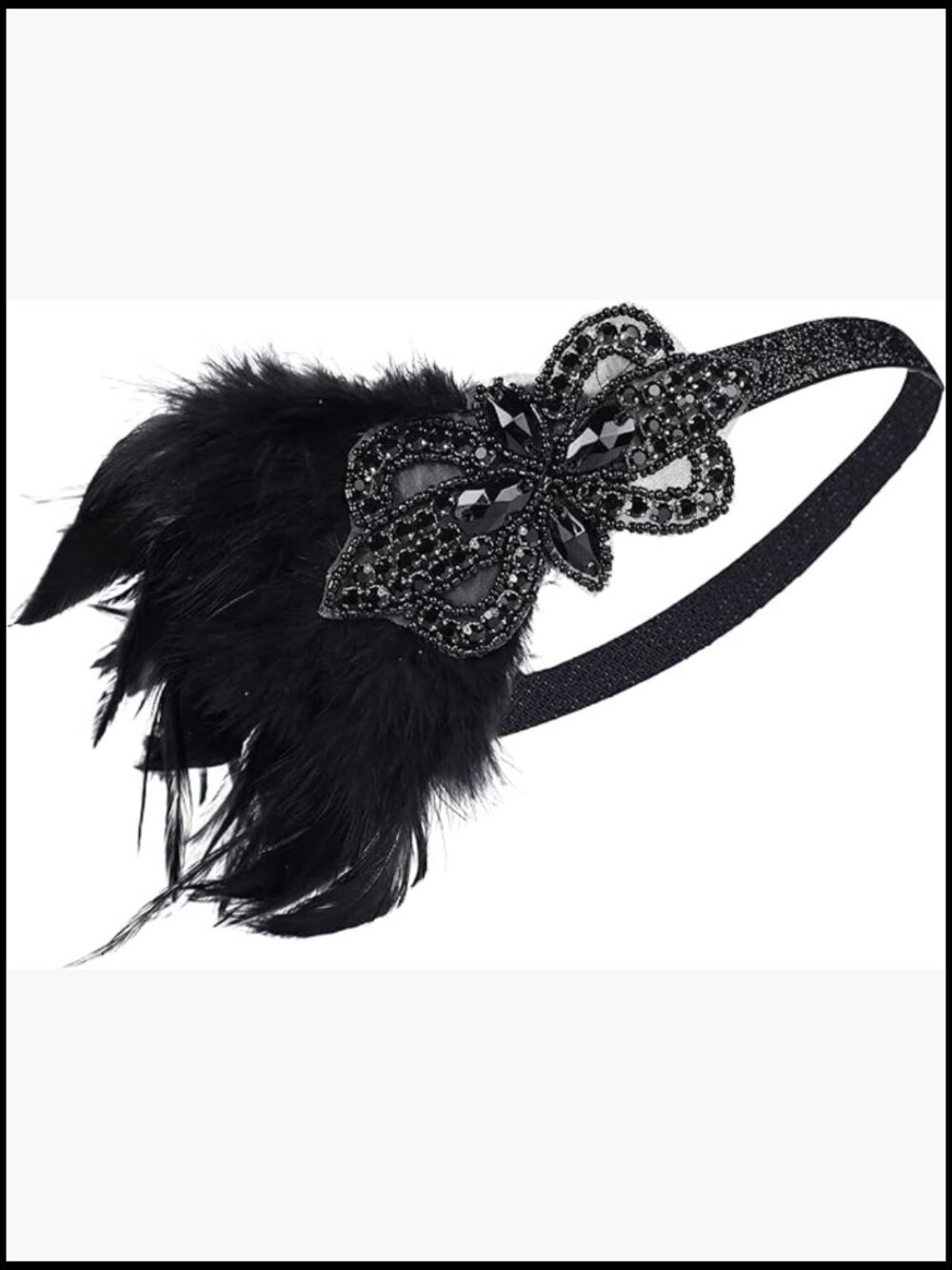 Flapper Feather Headband 1920s Gatsby Vintage Crystal Rhinestone Headpiece
